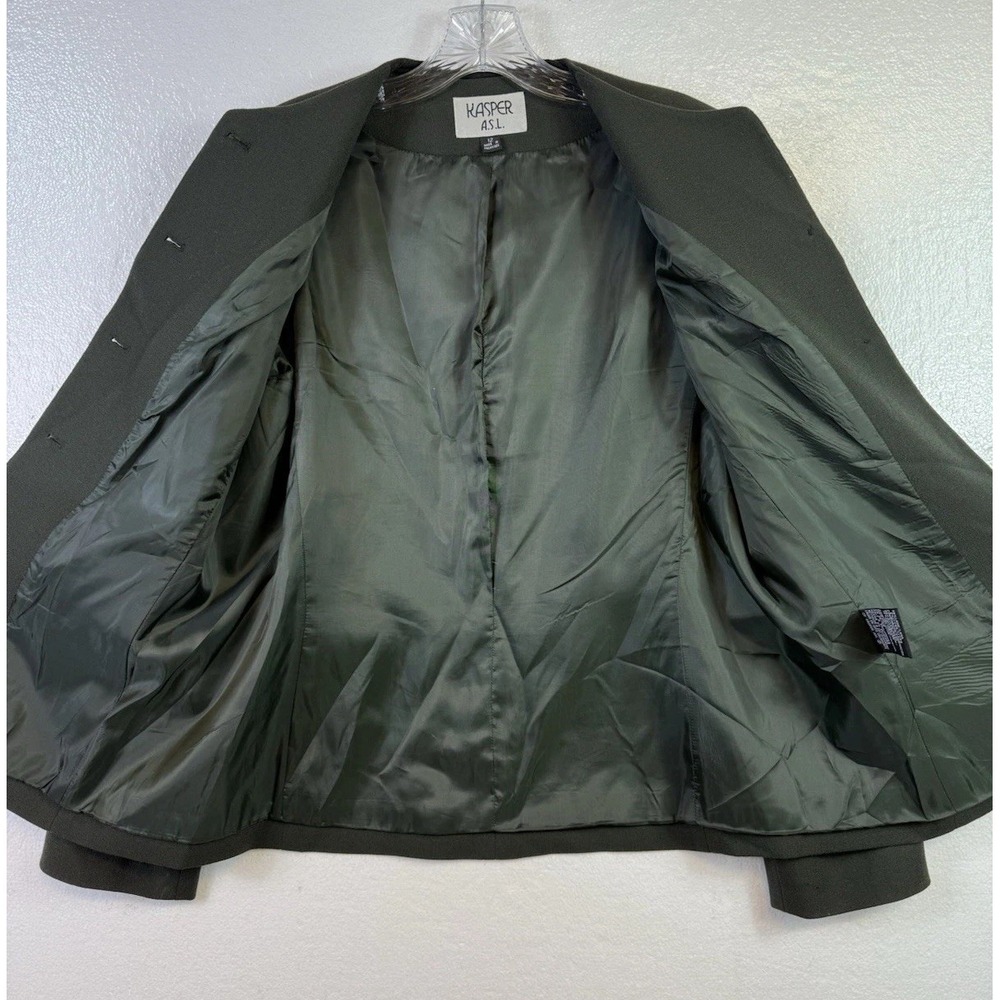 Kasper ASL Black Blazer Womens Sz 12 5 Button Wool Jacket Career Office Church - Picture 5 of 8